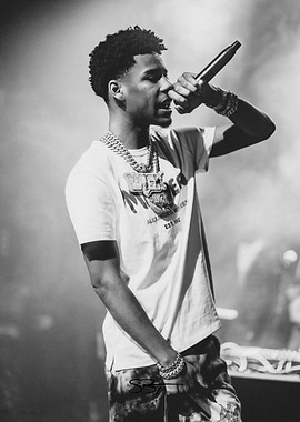 Black and White Rapper Performance Photo