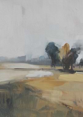 Impressionistic Landscape Painting with Trees