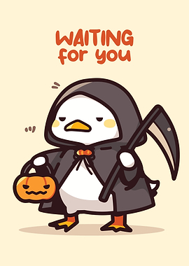 Cute Halloween Duck Grim Reaper