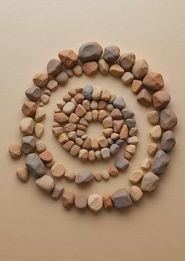 Spiral of Stones on Beige Background