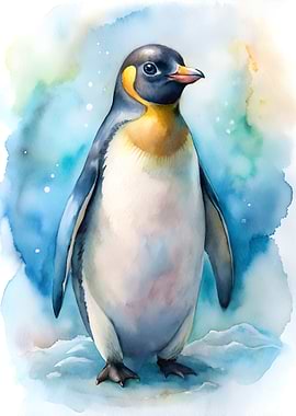 Watercolor Penguin Portrait