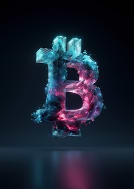 Bitcoin Symbol with Neon Glow