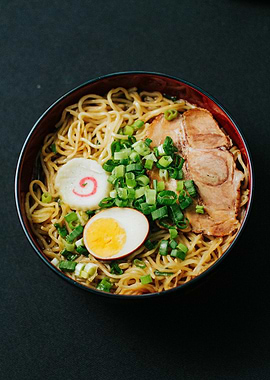 bowl of ramen with toppings