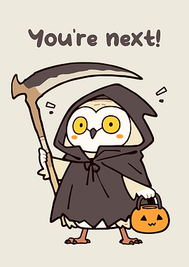 Cute Owl Grim Reaper Halloween