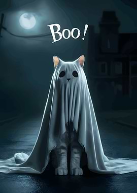 Cat Ghost Halloween Boo