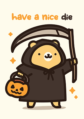 Cute Bear Grim Reaper Halloween