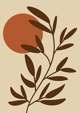 Minimalist Plant and Sun Illustration