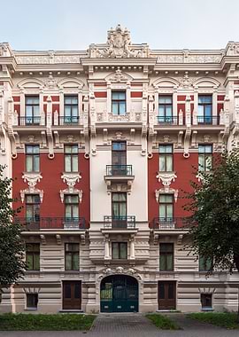 Art Nouveau Building Facade. Alberta street 6, Riga, Latvia.