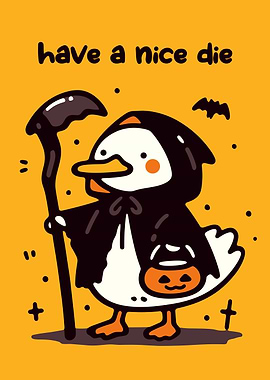 Duck Grim Reaper Halloween Cartoon
