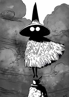 Whimsical Witch and Coffee Cup