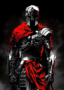 Red and Black Armored Warrior
