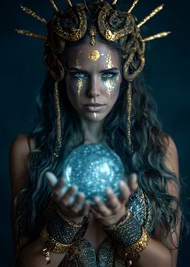 Mystic Woman Holding Crystal Ball