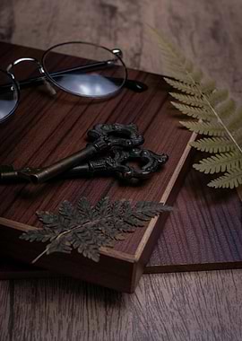 Vintage Keys and Glasses Still Life