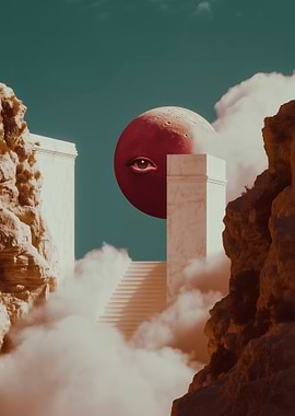 Surreal Landscape with Eye Moon