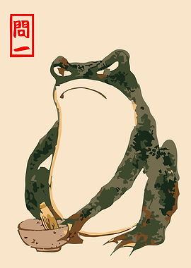 Grumpy Frog with Mortar and Pestle