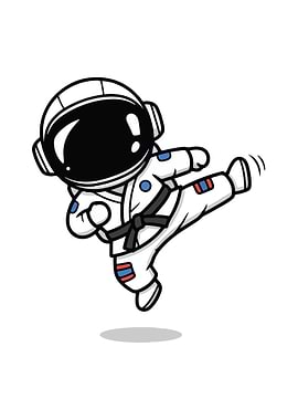 Astronaut Karate Cartoon