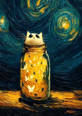 Cat in a Jar Painting