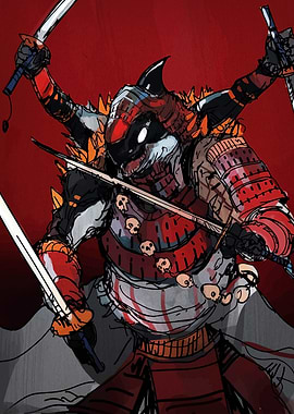 Orca Samurai Warrior with Four Swords