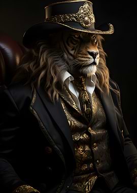 Lion in Suit and Hat