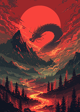 Silhouette of the Mountain Dragon Illustration