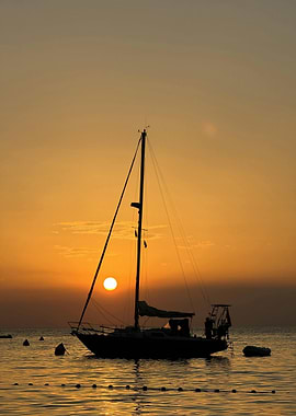Sailboat Silhouette at Sunset