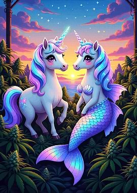 Unicorn Mermaid Fantasy Landscape