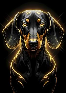 Elegant Dachshund Portrait with Golden Accents