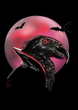Dracula Parrot with Red Moon