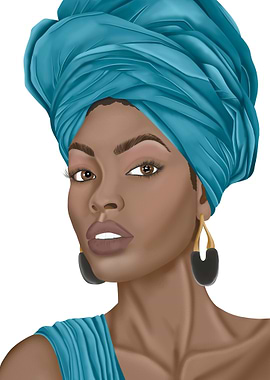 Elegant Woman with Headwrap Portrait