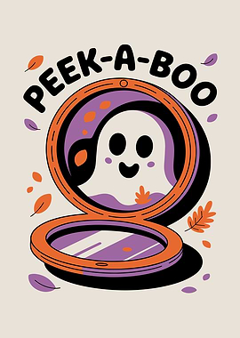 Peek-a-boo Ghost in Mirror Illustration