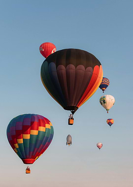 Hot Air Balloons in a Blue Sky