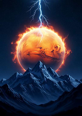 Mars over the mountains