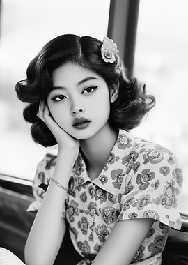 Vintage Portrait of a Beautiful Asian Woman