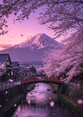 Mount Fuji and Cherry Blossoms