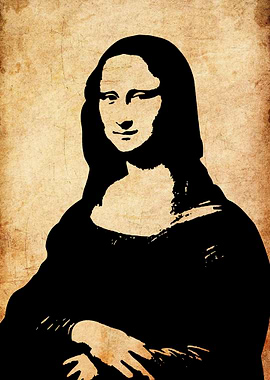 Mona Lisa Silhouette on Textured Background