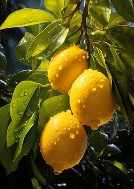 Fresh Lemons on the Branch