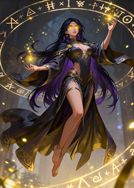 Enchantress casting spell with magic circle