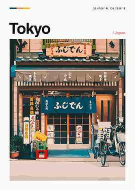 Tokyo Japan Street Scene Illustration