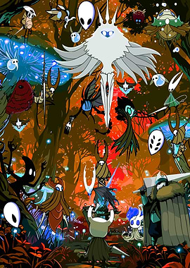 Hollow Knight Characters in Forest Scene
