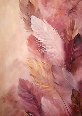 Burgundy Feathers Abstract
