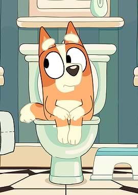 Bluey on the Toilet