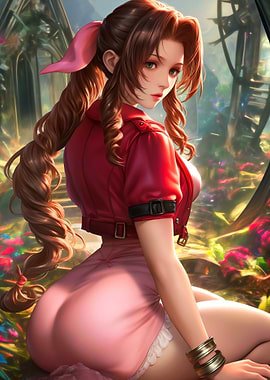 Aerith Gainsborough in a Floral Garden