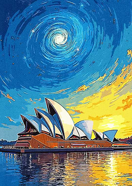 Sydney Opera House with Swirling Sky