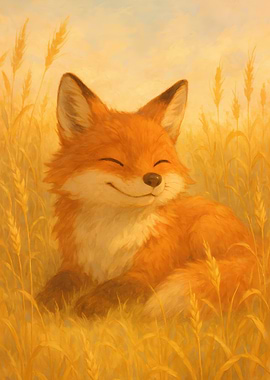 Smiling Fox in Wheat Field