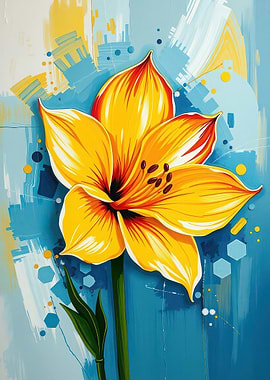 Abstract Yellow Flower Painting
