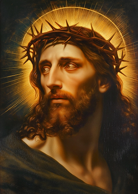 Jesus Christ Portrait with Crown of Thorns