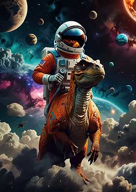 Astronaut dinosaur space