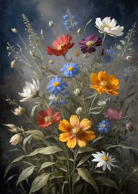 Colorful Wildflower Bouquet Painting
