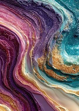 Abstract Swirls of Color and Gold