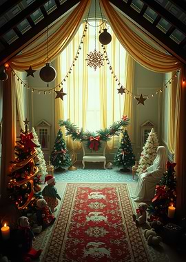 Festive Christmas Room with Decorations